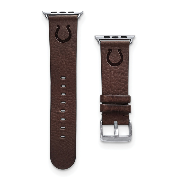 Gametime Indy Colts Leather Band fits Apple Watch (42/44mm S/M Brown)